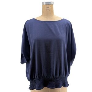 Michael Kors Womens True Navy Smocked Hem Dolman Sleeve Blouse QS3408UC5J XL NWT